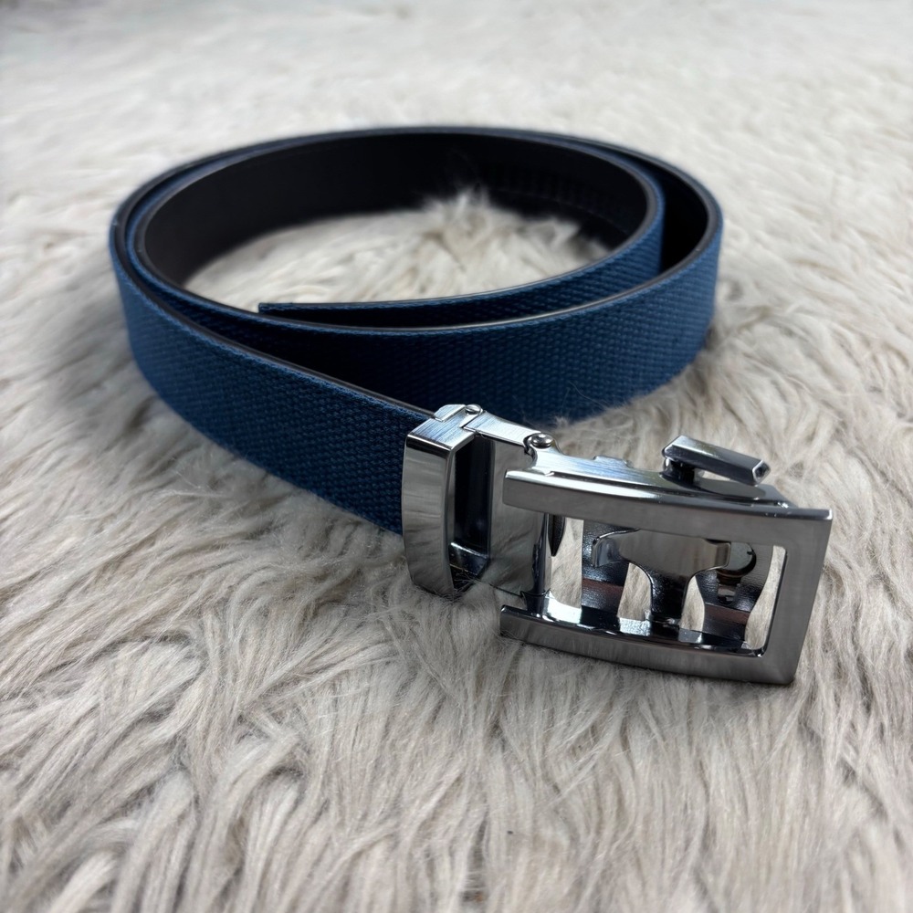 Anson Men's 44" Blue Canvas Silver-Tone Ratchet Buckle